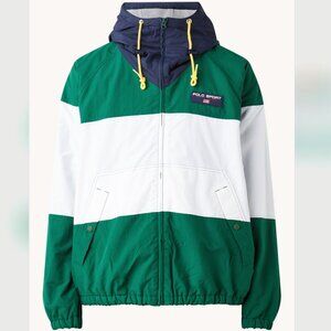 Polo Sport Fleece-lined Jacket In White/cruise Nvy/forest (size Sm)